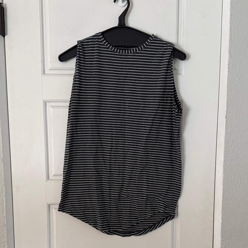lululemon athletica Black and White Striped Muscle Tee
